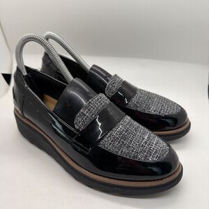 Clarks Collection Womens Raisie Eletta Black Tweed Loafers Size 6 Slip On Flats